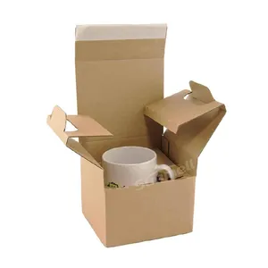 Custom Corrugated Boxes For Candle Or Cup Holder Packaging Smash Proof Coffee Mug Shipping Box With Foam