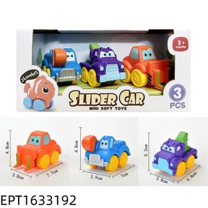 EPT 3PCS Voitures coulissantes en vinyle souple, jouets de véhicules à presser animaux/machines/mers pour les tout-petits 3M+ - Product Image 5