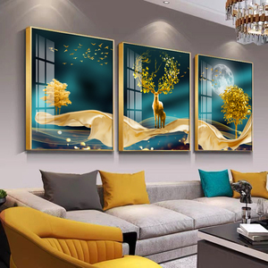 Peinture murale encadrée en gros, 3 pièces/ensemble, décoration moderne de luxe, design, peinture murale en porcelaine, image - Product Image 6