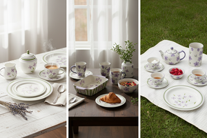 Plato de Cerámica de <span class=keywords><strong>Gres</strong></span> Pintado a Mano con Flores Moradas de 11 Pulgadas, Plato Hecho a Mano para Uso en Hoteles, Fiestas y Postres - Product Image 6