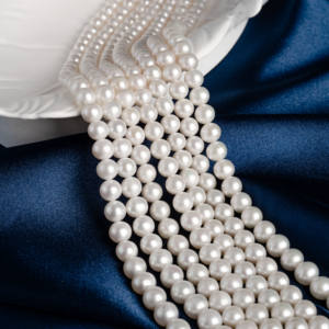 Satış promosyonu 4-5MM AAA tatlı su incileri klasik el yapımı boncuk inci kolye DIY platin kaplama 18K altın - Product Image 4