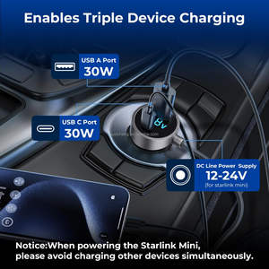 Cargador de Coche Starlink Mini, Cable de Alimentación CC para Encendedor de Cigarrillos de 12V-24V con Pantalla Digital, con USB-C de 30W y USB-A de 350 Puertos - Product Image 5