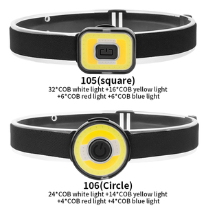 Lampe frontale 450 Lumens COB LED 5 Modes USB 400mAh Rouge Bleu Voyant d'avertissement Lampe frontale Aimant puissant Nuit Équitation Randonnée Phare - Product Image 6