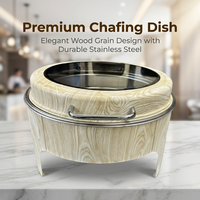 Chauffe-plats électrique rond en acier inoxydable à grain de bois pour soupes et bouillons, idéal pour la restauration, les mariages, les banquets et les fêtes à domicile