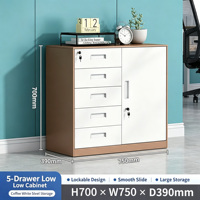 Meuble de rangement métallique moderne à 5 tiroirs réglables, armoire à documents en acier verrouillable, organisateur de documents latéral, meuble bas