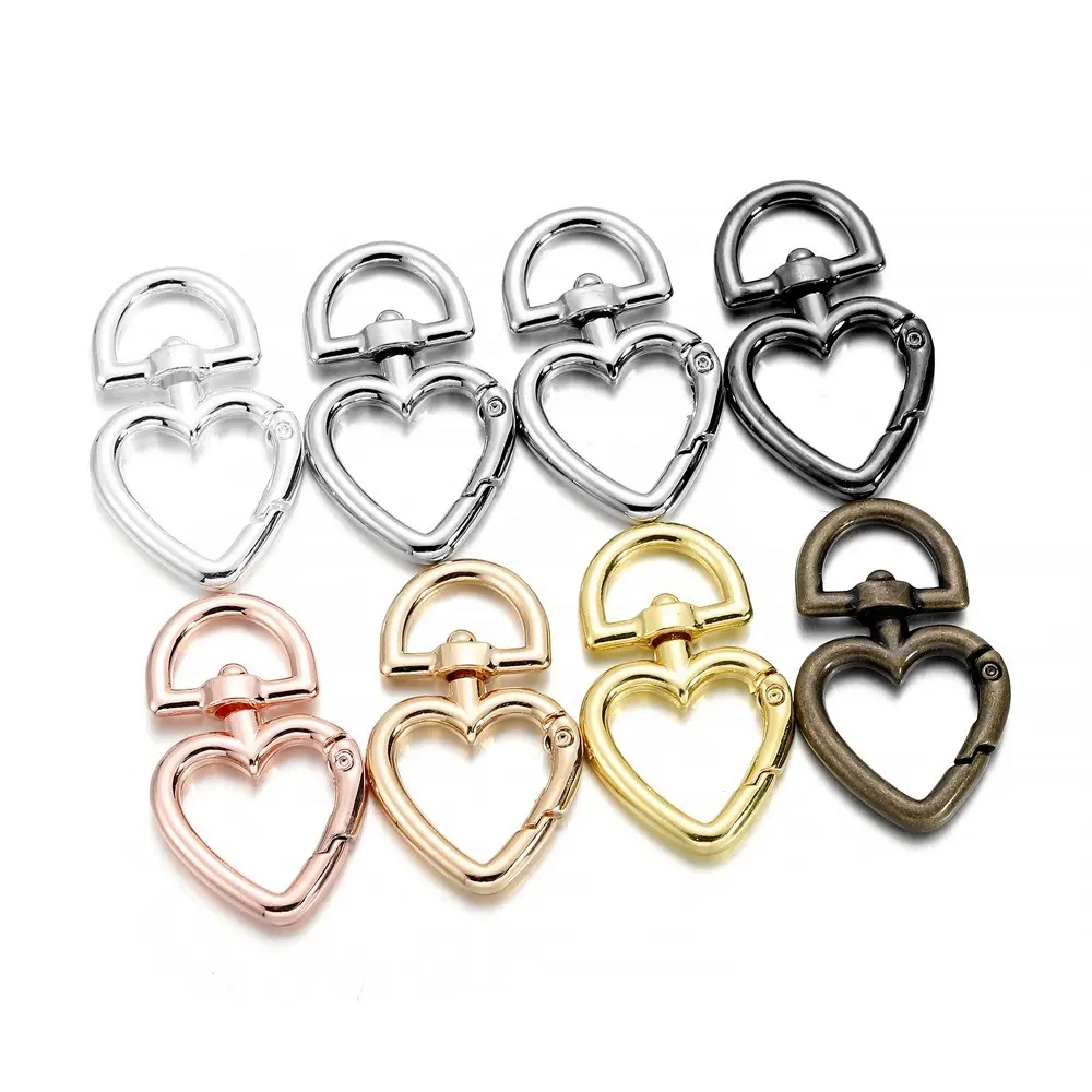 Metal key chain heart hook rotary buckle hardware bag accessories key ring jewelry zinc alloy heart peach shape gold silver