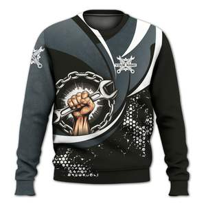 Vente chaude partout imprimé personnalisé mécanicien <span class=keywords><strong>pull</strong></span> <span class=keywords><strong>pull</strong></span> pour hommes nouveau dans le col rond coupe ample unisexe sweats hauts quantité minimale de commande bas - Product Image 2