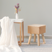 Tabouret avec repose-pieds rond pour les pieds en bois, meuble de salon, tabouret à dossier tricoté, offre spéciale