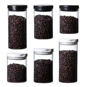 Tanque de armazenamento para frutas secas, conjunto de tanque de vidro borosilicado de alta qualidade alimentar para café, chá, frutas secas, armazenamento, multifuncional, selado com cobertura de plástico