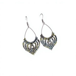 HARI OM CREATIONS Geometric Beaded Drop <b>Earrings</b> Women's Bohemia Style <b>Gold</b> Plated Circling Setting Alloy Pearl <b>Dangle</b> Jewelry - Product Image 1