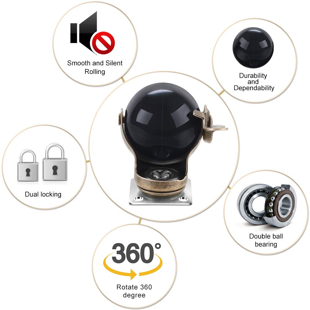 DLPO swivel 2 inch furniture caster grip ring  stem M10*15mm swivel pp caster wheel  with brake 50mm