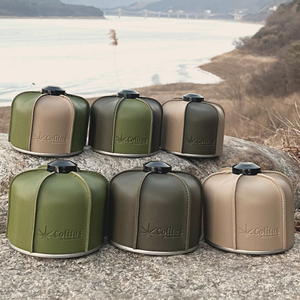 220g/230gガスシリンダーカバーバッグ感情的なキャンプ用アクセサリーIsogasウォーマーブタンガス保護ケースPUレザーガスタンクカバー - Product Image 5