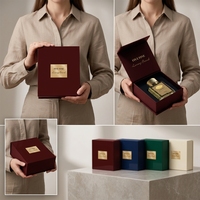 Boîte à parfum rigide avec logo personnalisé en relief, fermeture magnétique, laminage mat, carton artisanal, emballage cadeau de luxe