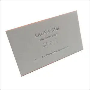 600gsm thick cotton stock letterpress business card with color edge