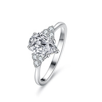 Bagues de mariage personnalisées en argent sterling 925 plaqué or avec moissanite en forme de poire de 1,5 carat