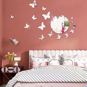 16 Pieces 3D Acrylic Mirror <b>Wall</b> <b>Decor</b> <b>Stickers</b> DIY Removable Butterfly Decals for Home Living Room Bedroom - Product Image 4