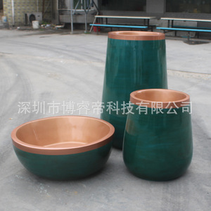 Maceta Circular de Fibra de Vidrio, Esmaltada, Clásica, Antigua, para Exteriores, Centros Comerciales, para Plantas y Flores Verdes - Product Image 4