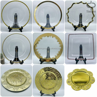 Vaisselle de mariage d'usine Décoration d'assiettes rondes dorées Décoration de banquet d'hôtel de mariage Assiette de présentation en or