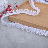 Bordure en dentelle plissée japonaise non extensible en polyester de 0,5 pouce (1,2 cm) pour vêtements, jouets, couture DIY et artisanat