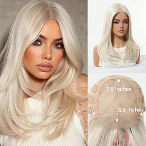 Ainizi New Arrival High Quality Heat Resistant Imported Synthetic Fiber No Cut <strong>Monofilament</strong> Mono Lace <strong>Wigs</strong> for White Women - Product Image 4