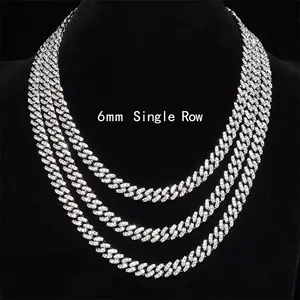 Ready to Ship Men Jewelry S925 Sterling Silver Gold Plated VVS Moissanite Diamond Chain Cuban Chain with GRA Certificate