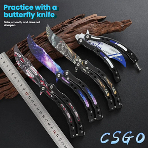 Couteau d'entraînement portable pour la pratique du butterfly, type CSGO, avec lame déployable pour l'observation, pour l'entraînement manuel - Product Image 2