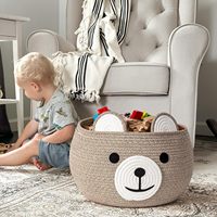 Paniers de rangement pour animaux Ours 10.5 \ "D X 8.5 \" H Corde en coton marron Paniers pour cadeaux de douche de bébé Poignées Paniers