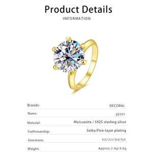 Anillo <span class=keywords><strong>de</strong></span> Moissanita <span class=keywords><strong>de</strong></span> 5CT con Seis Puntas, Color D, VVS1, <span class=keywords><strong>Plata</strong></span> <span class=keywords><strong>de</strong></span> Ley 925 para Mujer, Anillo <span class=keywords><strong>de</strong></span> Compromiso <span class=keywords><strong>y</strong></span> Boda con Certificado - Product Image 6