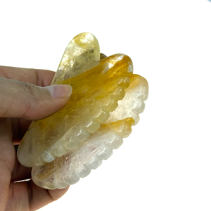 Gezichts Tilgereedschap Goudgeel Kwarts Citrien Guasha Gereedschap Kristal Citrine Guasha Steen Lymfedrainage Tool Met Tanden - Product Image 6