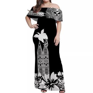 Puletasi PNG Hibiscus ชุดเดรสยาวเปิดไหล่<span class=keywords><strong>ลาย</strong></span>แบบชนเผ่าสไตล์เกาหลีชุดกระโปรงบอดี้คอนแต่งระบาย - Product Image 5