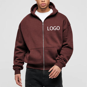 Sweat à capuche zippé surdimensionné personnalisé de haute qualité pour homme, double fermeture éclair, molleton épais en coton, logo imprimé par transfert thermique, tricoté - Product Image 4