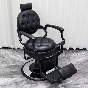 <span class=keywords><strong>2025</strong></span> Estilo Retro Barbearia All Black Leather Styling Shaving <span class=keywords><strong>Chair</strong></span> Luxuoso Reclinável Rotating Stand Salon Barber <span class=keywords><strong>Chair</strong></span> - Product Image 2