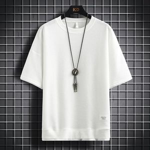 เสื้อยืดแขนสั้นลายวาฟเฟิลสไตล์ลำลองสำหรับผู้ชาย เสื้อผ้าแฟชั่นฤดูร้อนพิมพ์ลายดิจิทัล คอกลม ผ้าบางเบา - Product Image 4