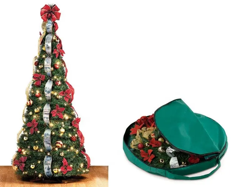 6フィートの装飾済みクリスマスツリー-ライトと装飾付きのポップアップクリスマスツリーライト付きの折りたたみ式クリスマスツリー