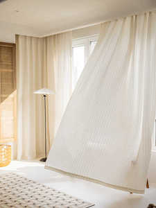 <span class=keywords><strong>Rideau</strong></span> en lin tissé moderne blanc beige, translucide, occultant, imperméable, ignifuge, pour salon, toutes saisons - Product Image 3