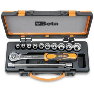 BETA - 009200919 Set avec 10 douilles bi-hexagonales et 2 accessoires-EAN 8014230106595 RATCHET AND SOCKET SETS 1/2" - Product Image 1