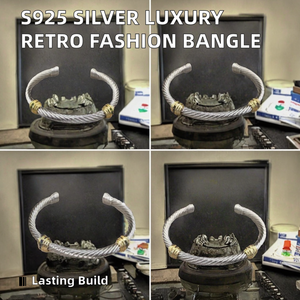 Bracelet tendance en argent S925 David Yarmens, design cylindrique rétro de luxe, unisexe, avec nœud croisé - Product Image 2