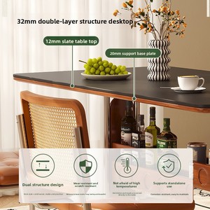 Kaxiti hiện đại pháp phong cách rắn gỗ hình chữ nhật <span class=keywords><strong>Slate</strong></span> Top bàn ăn cho căn hộ nhỏ nhà - Product Image 4