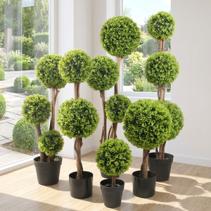 Planta topiaria para decoración al aire libre, boj, hierba Artificial, bonsái, árbol de bolas - Product Image 4