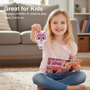 Ensemble d'autocollants DIY pour enfants, visages d'animaux de dessin animé à transformer, puzzle éducatif précoce, autocollants décoratifs adhésifs à mélanger et assortir, pour la maternelle - Product Image 4