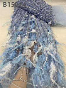 Chocoo Chất lượng cao phi đính cườm ren vải cho ăn mặc Thiết kế thời trang lưới thêu lông ren vải - Product Image 5