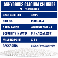 Chlorure de calcium anhydre en poudre, haute pureté, qualité industrielle, produit chimique