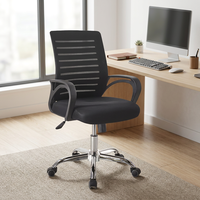 Chaise de bureau exécutive professionnelle noire à dossier moyen en maille, confortable et économique