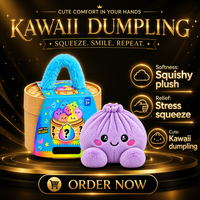 Peluche Mignonne en Forme de Boulette Anti-Stress, Jouet Doux à Presser avec Panier et Boîte Cadeau pour Enfants