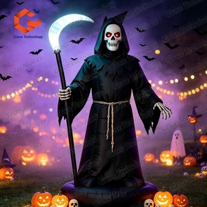Décoration gonflable d'Halloween <span class=keywords><strong>avec</strong></span> lumières LED, Grim Reaper gonflable effrayant <span class=keywords><strong>avec</strong></span> faucille pour la décoration extérieure de la cour et des fêtes - Product Image 2