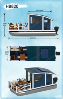 Équipement Aquatique Puissant de Voyage Amphibie, Mini Camping-Car Remorque Caravane, Bateau de Camping, Péniche Flottante