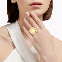 Anillo de Hoja de Girasol de Acero Inoxidable, Dorado y Plateado, Ajustable, para Uso Diario Bohemio y Regalos Festivos para Mujeres