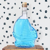 Bouteille de tequila en verre en forme de voilier avec bouchon en bois, sérigraphiée et diffuseur à roseaux