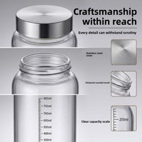 Bocaux en verre borosilicate gradué sans PFAS ni plomb avec couvercles en acier inoxydable, hermétiques et résistants à l'humidité, pour le stockage des cornichons et des épices