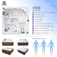 Baignoire de massage moderne à angle droit avec système Balboa, bain à remous extérieur haut de gamme pour hôtels et villas